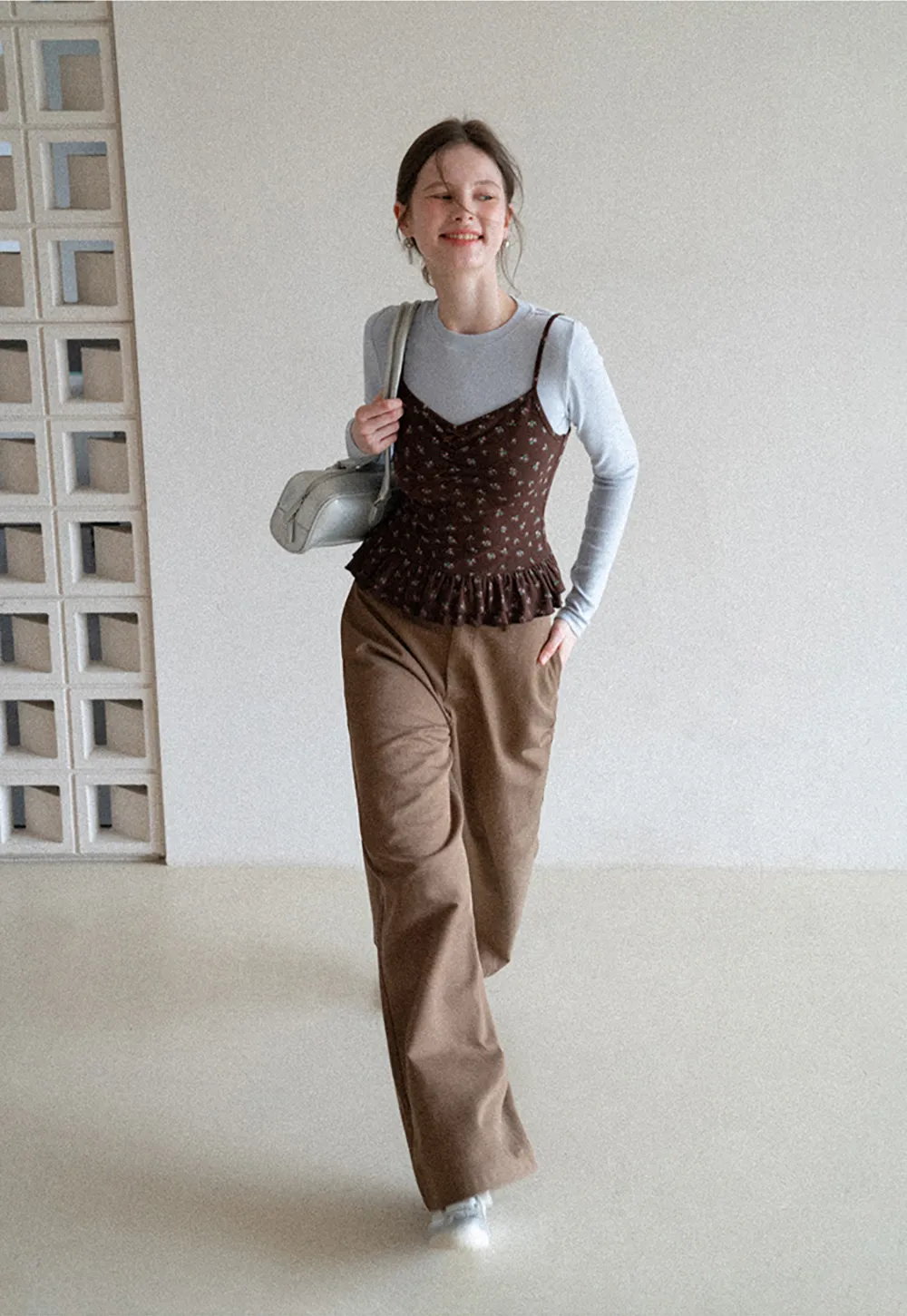 floral peplum tank top with ruffle hem