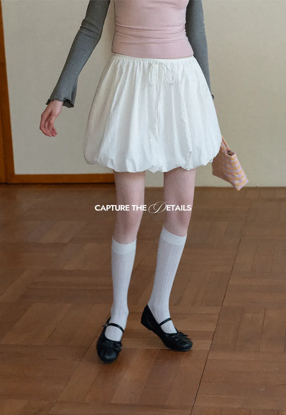 Puffed skirt with drawstring waist