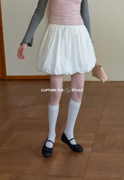 Puffed skirt with drawstring waist