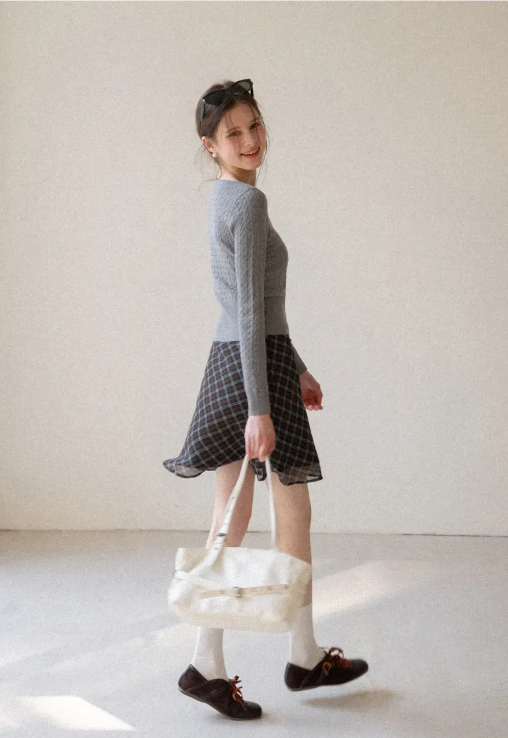 Cable Knit Long Sleeve Sweater with Button Detail