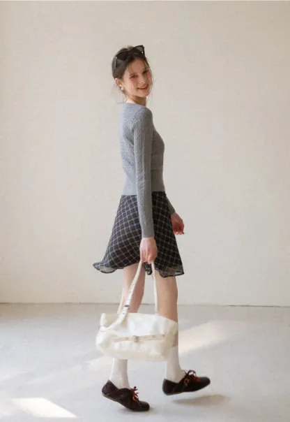 Cable Knit Long Sleeve Sweater with Button Detail