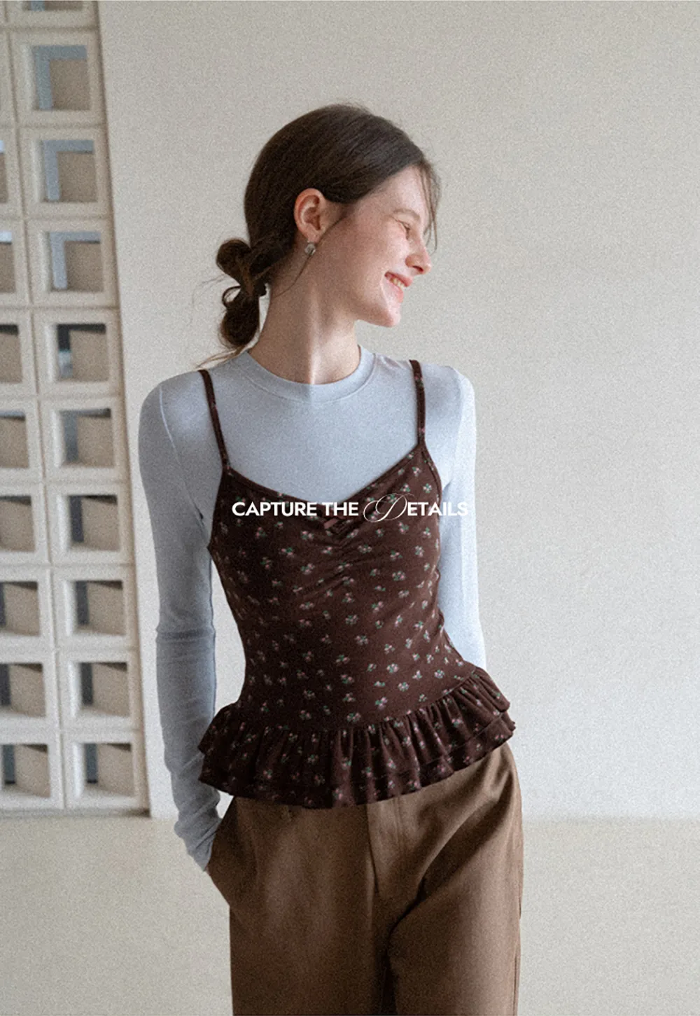 floral peplum tank top with ruffle hem