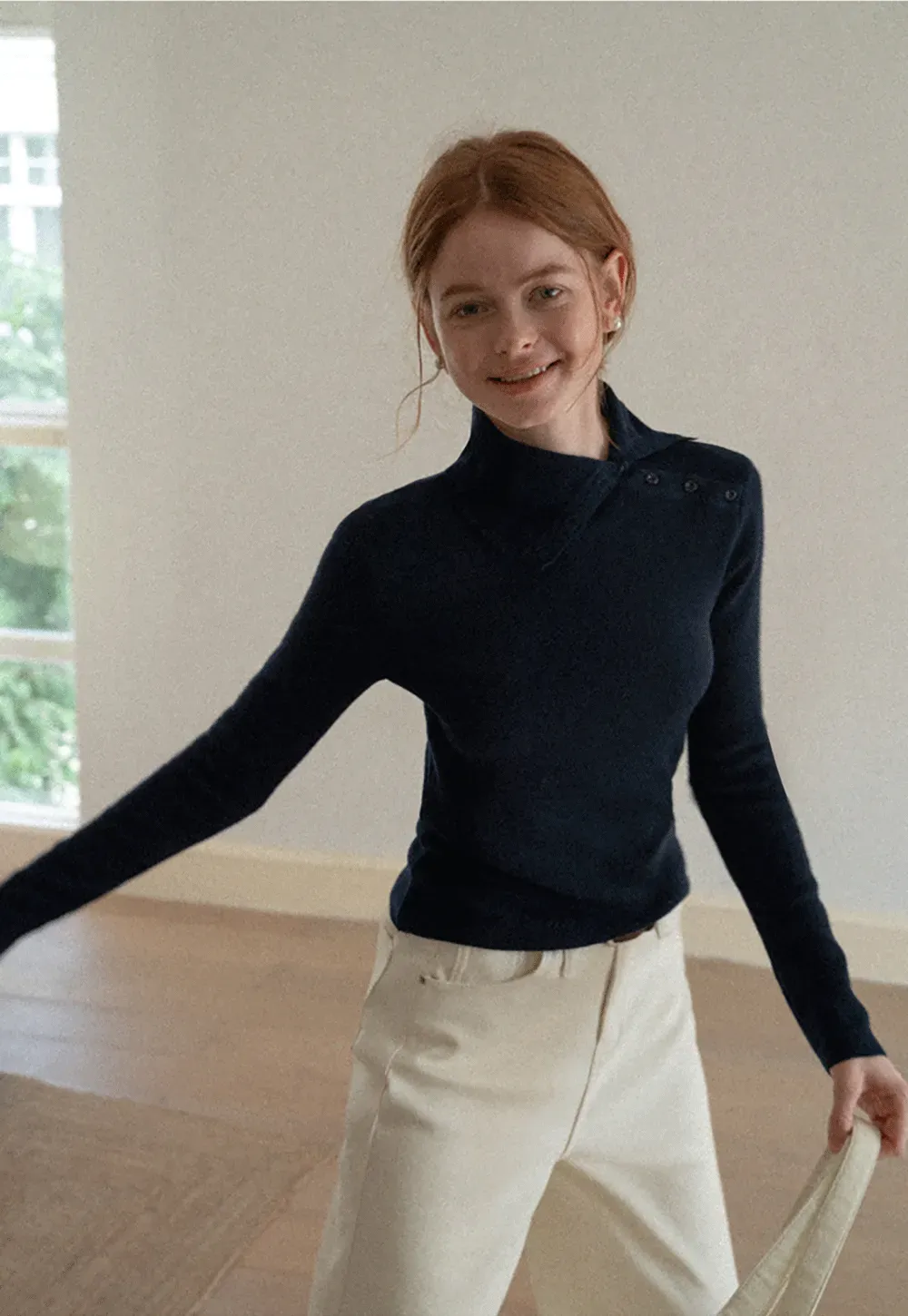 Turtleneck Sweater Long Sleeve Knitwear Women's Fitted Top