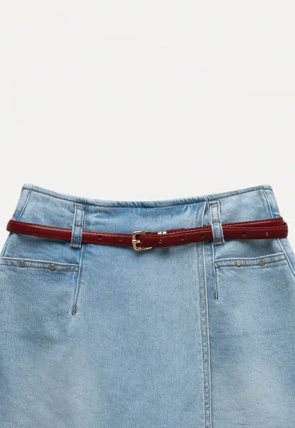 Denim Skort with Belt