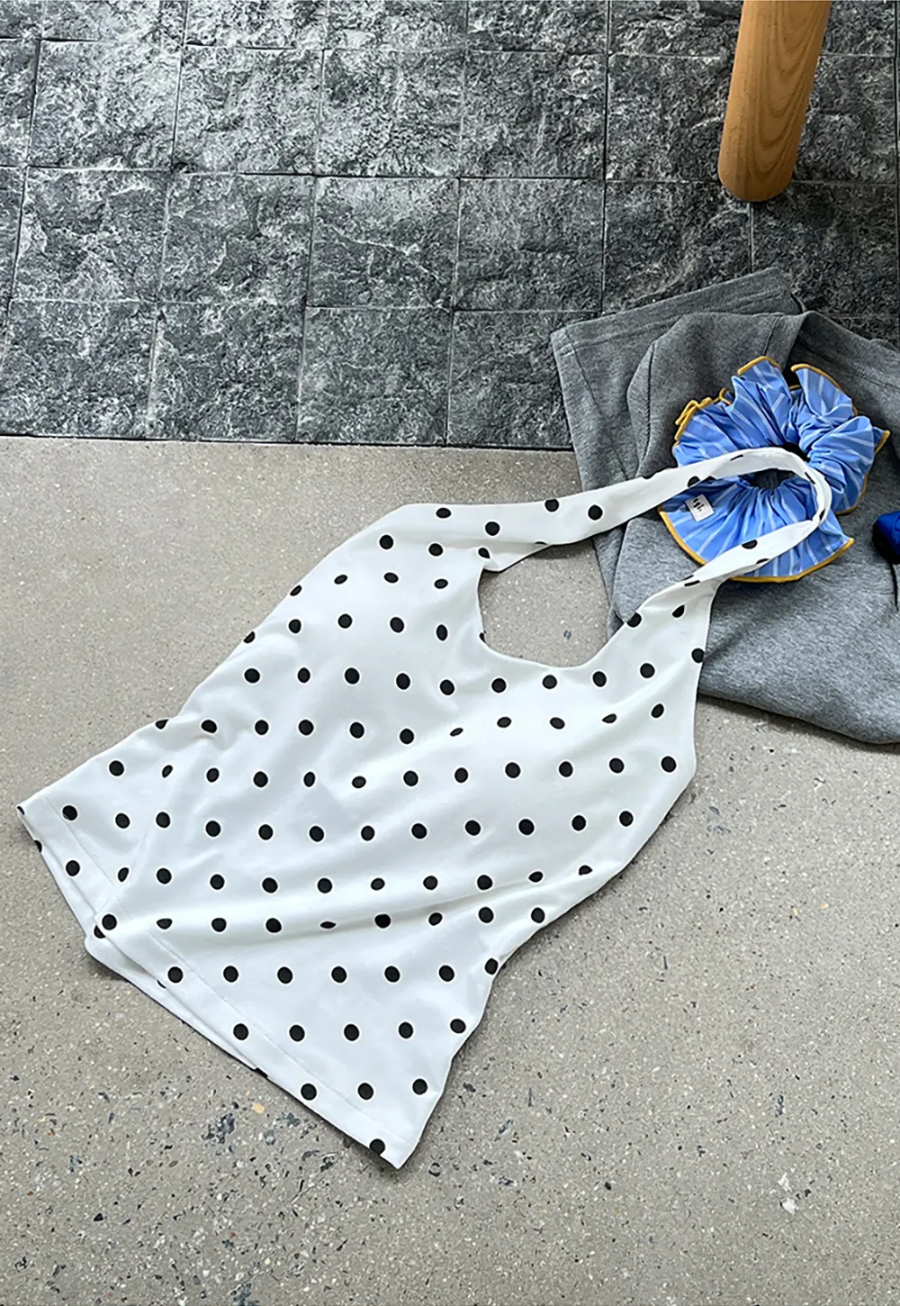 Woolen Knit Sweater and Polka Dot Tank Top