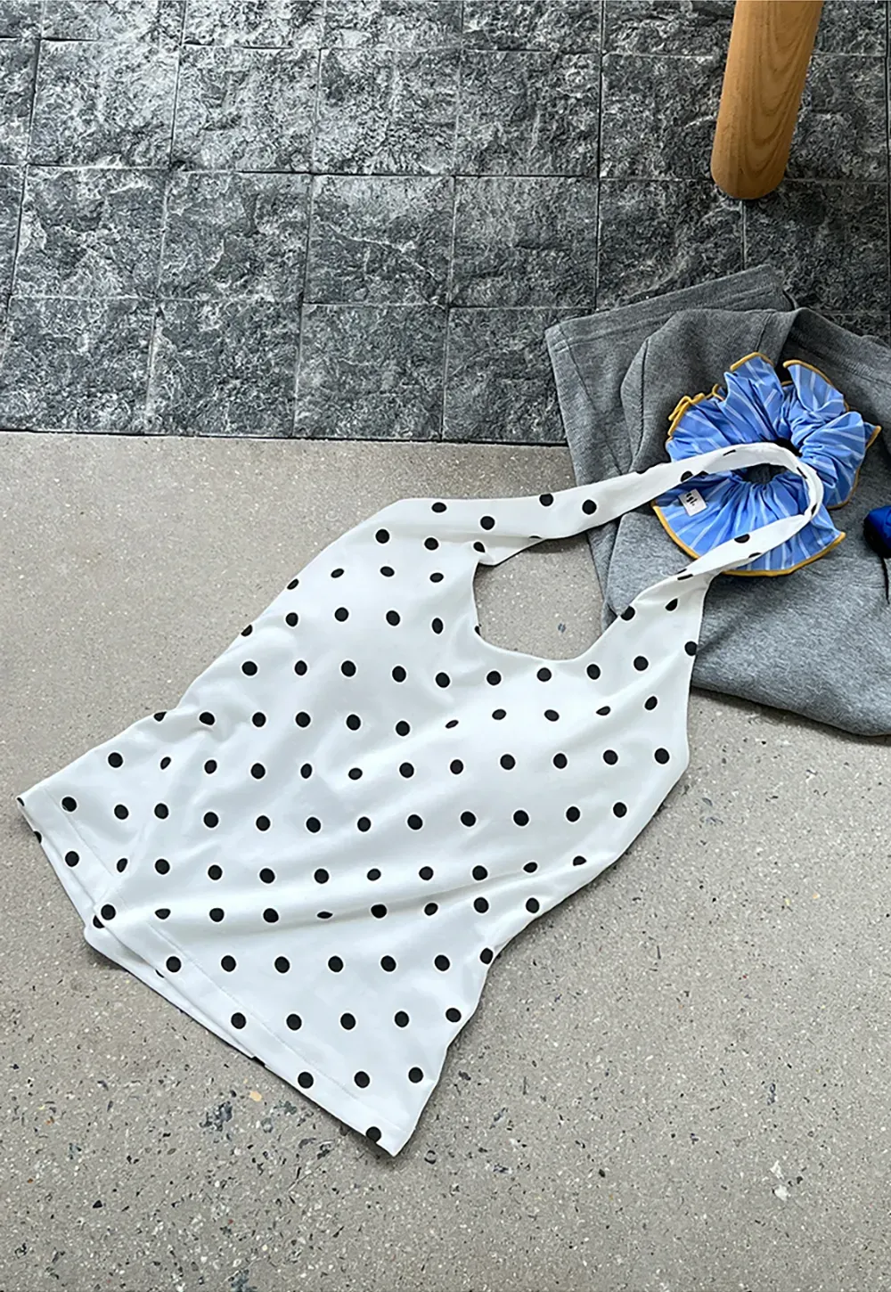 Woolen Knit Sweater and Polka Dot Tank Top