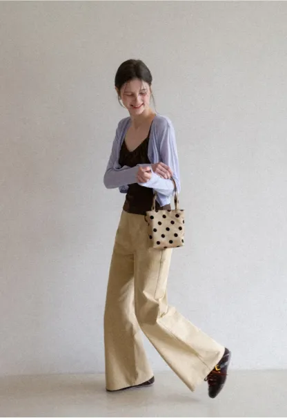 Wide Leg Casual Pants with Back Pockets