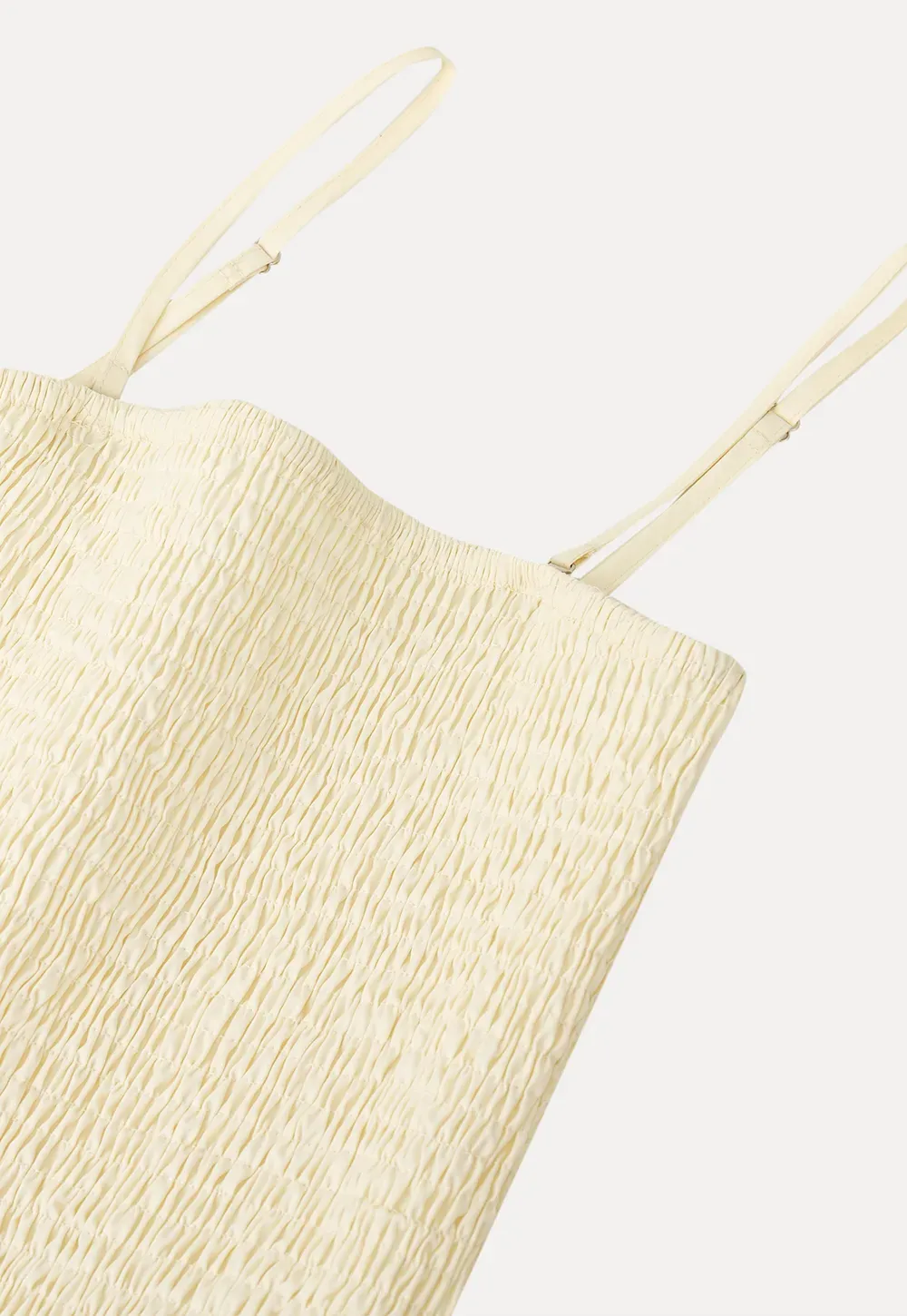 Strapless Smocked Bodice A Line Midi Dress