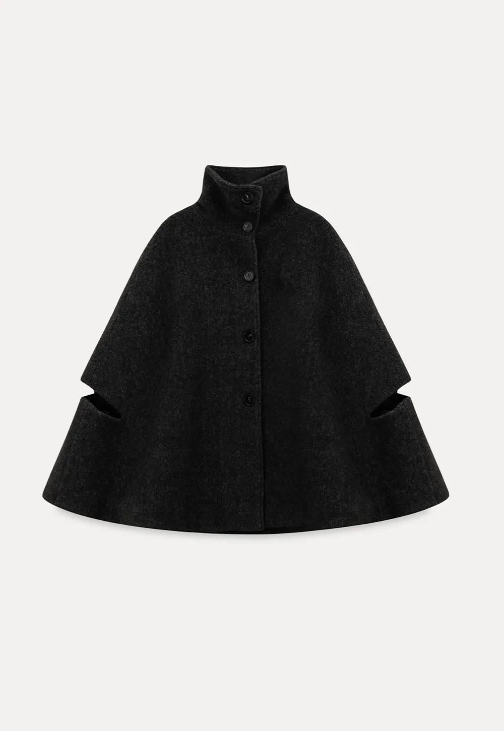 Wool Cape with High Neck Design