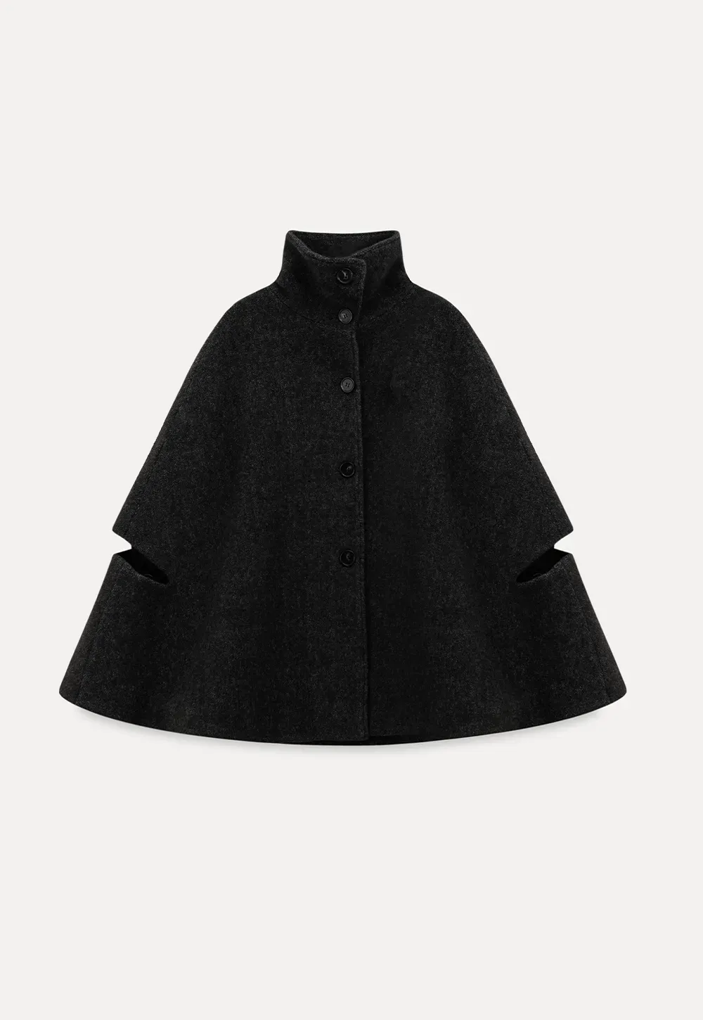 Wool Cape with High Neck Design