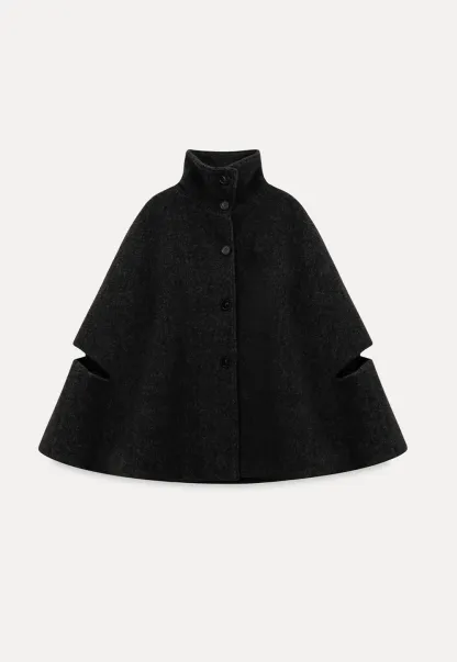 Wool Cape with High Neck Design