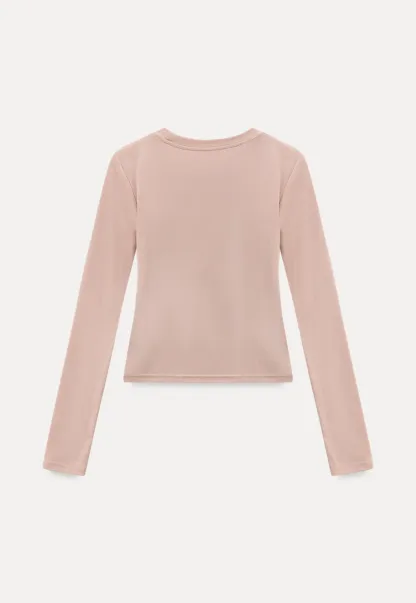 Ruched Long Sleeve T-Shirt with Gathered Detail