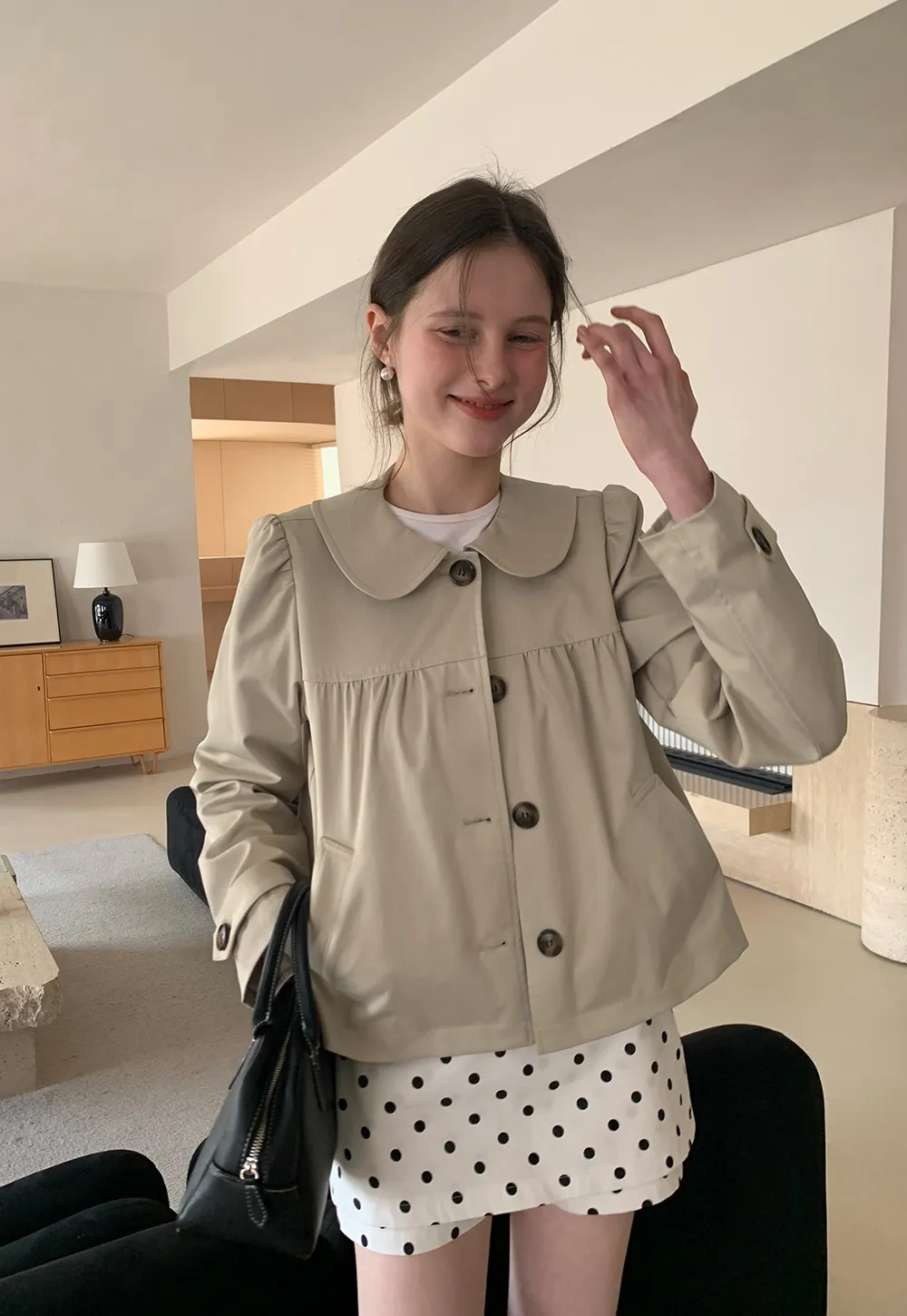 Short Jacket with Peter Pan Collar and Buttons