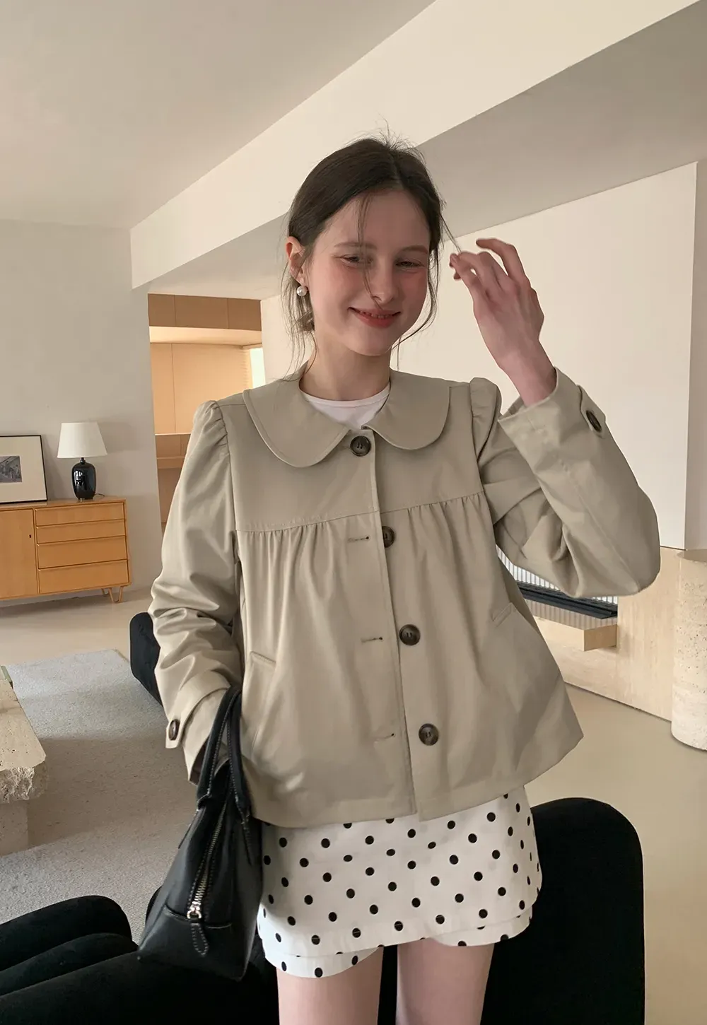 Short Jacket with Peter Pan Collar and Buttons