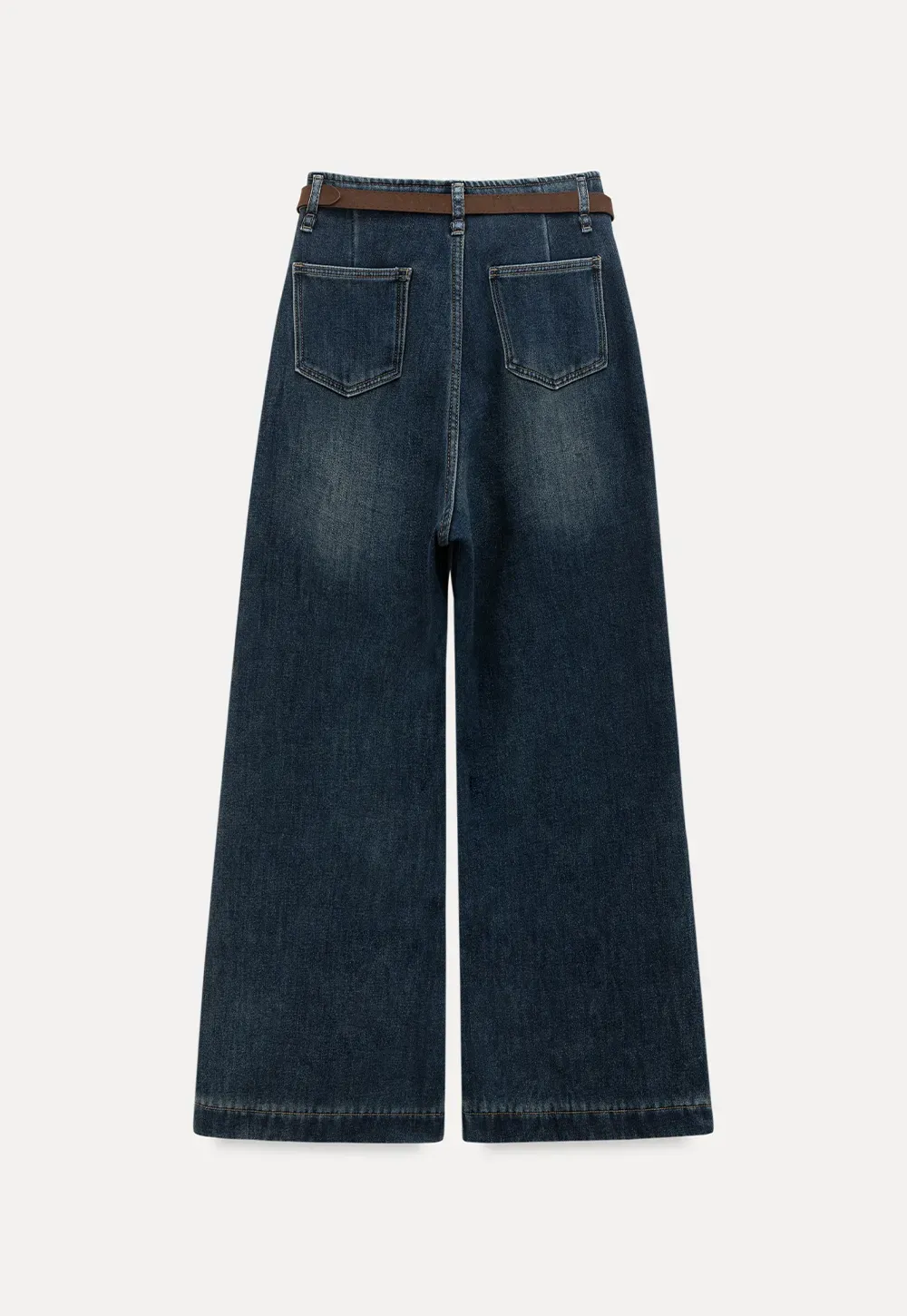 Wide Leg Denim Jeans with Belt Loop