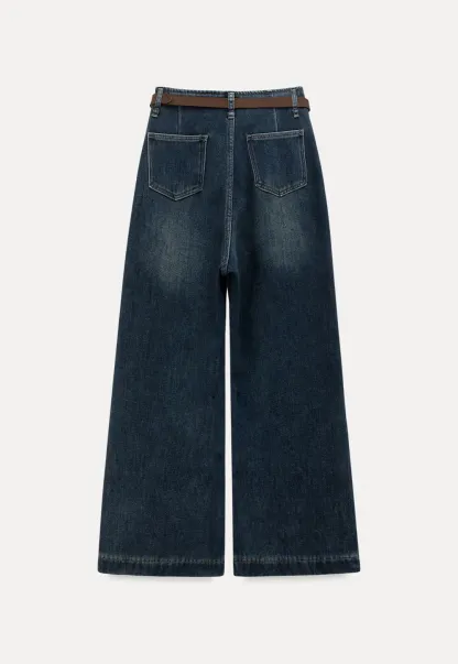 Wide Leg Denim Jeans with Belt Loop