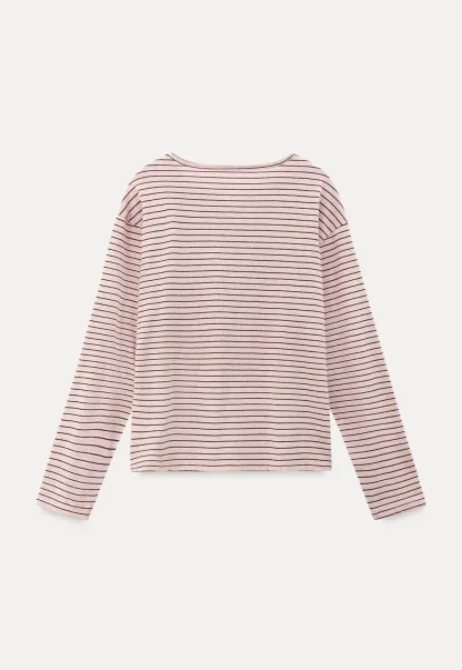 Long sleeve striped henley shirt with chest pocket
