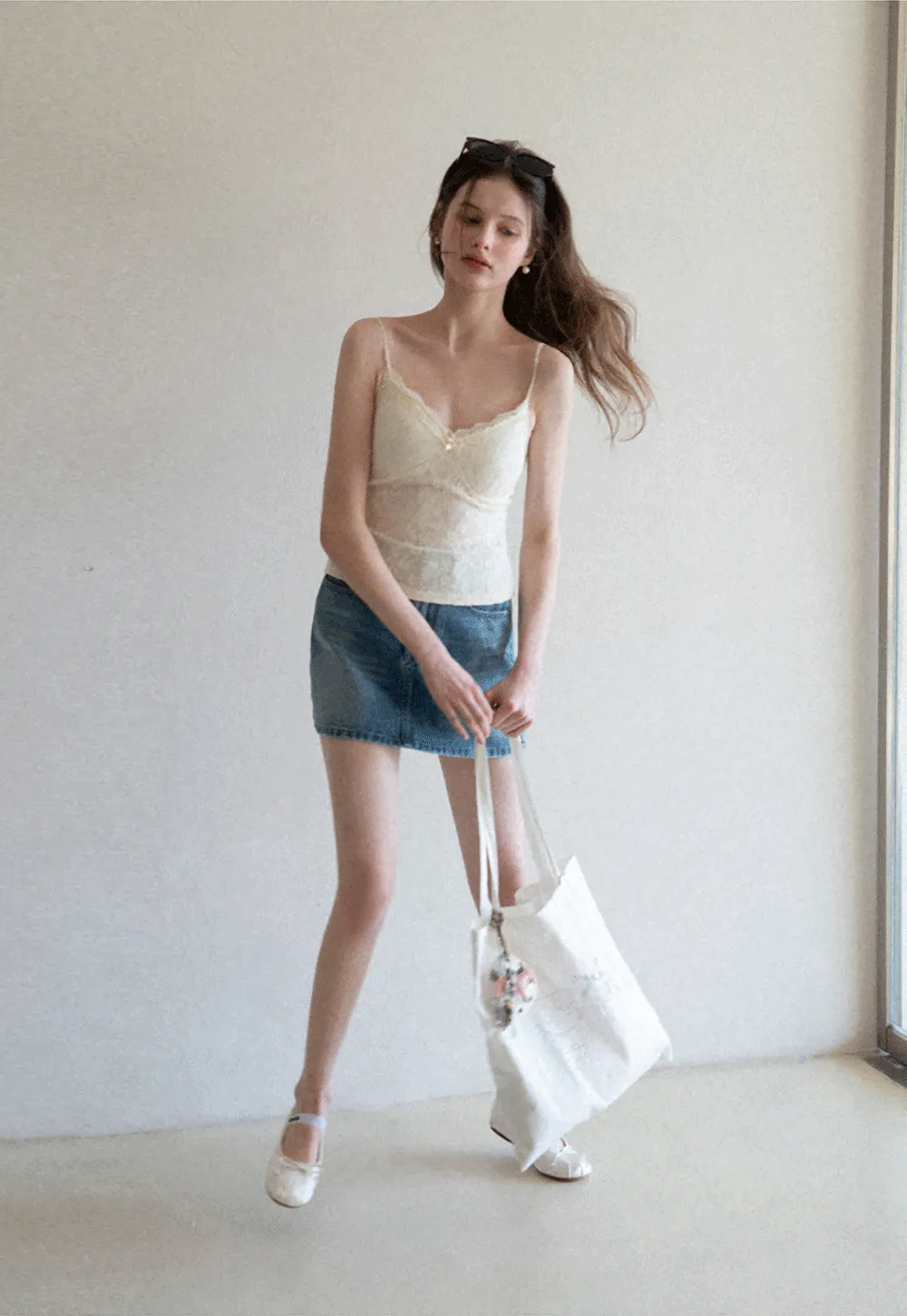 Lace Trimmed Camisole with Thin Straps