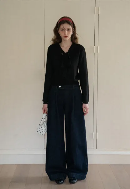 Dark Denim Wide-Leg Pants