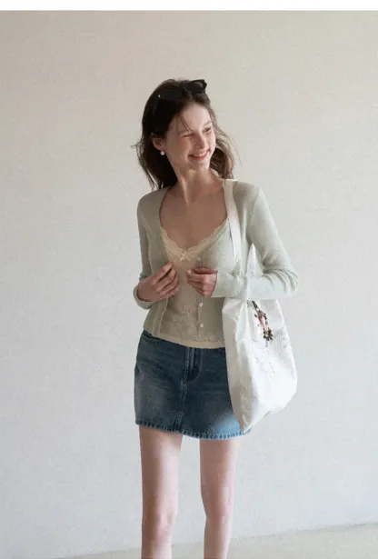 Lace Trimmed Camisole with Thin Straps