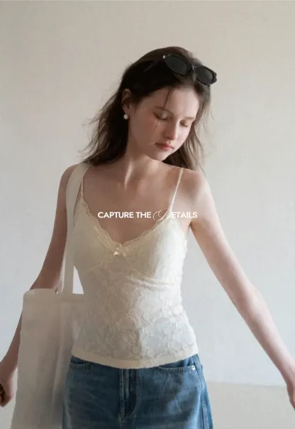 Lace Trimmed Camisole with Thin Straps