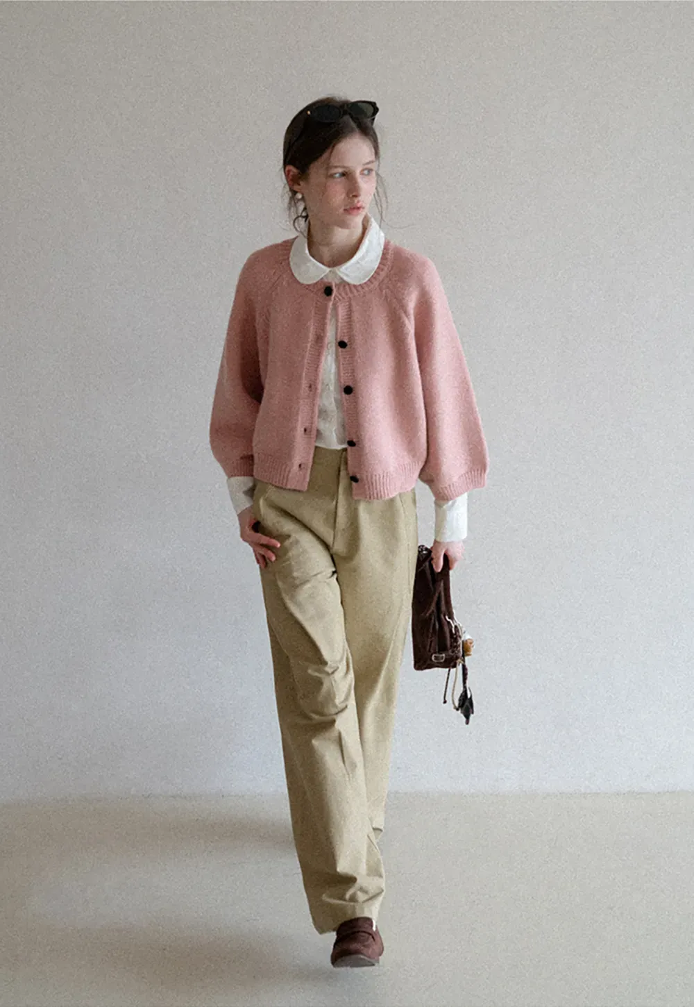 Soft knit cardigan with button front and relaxed fit