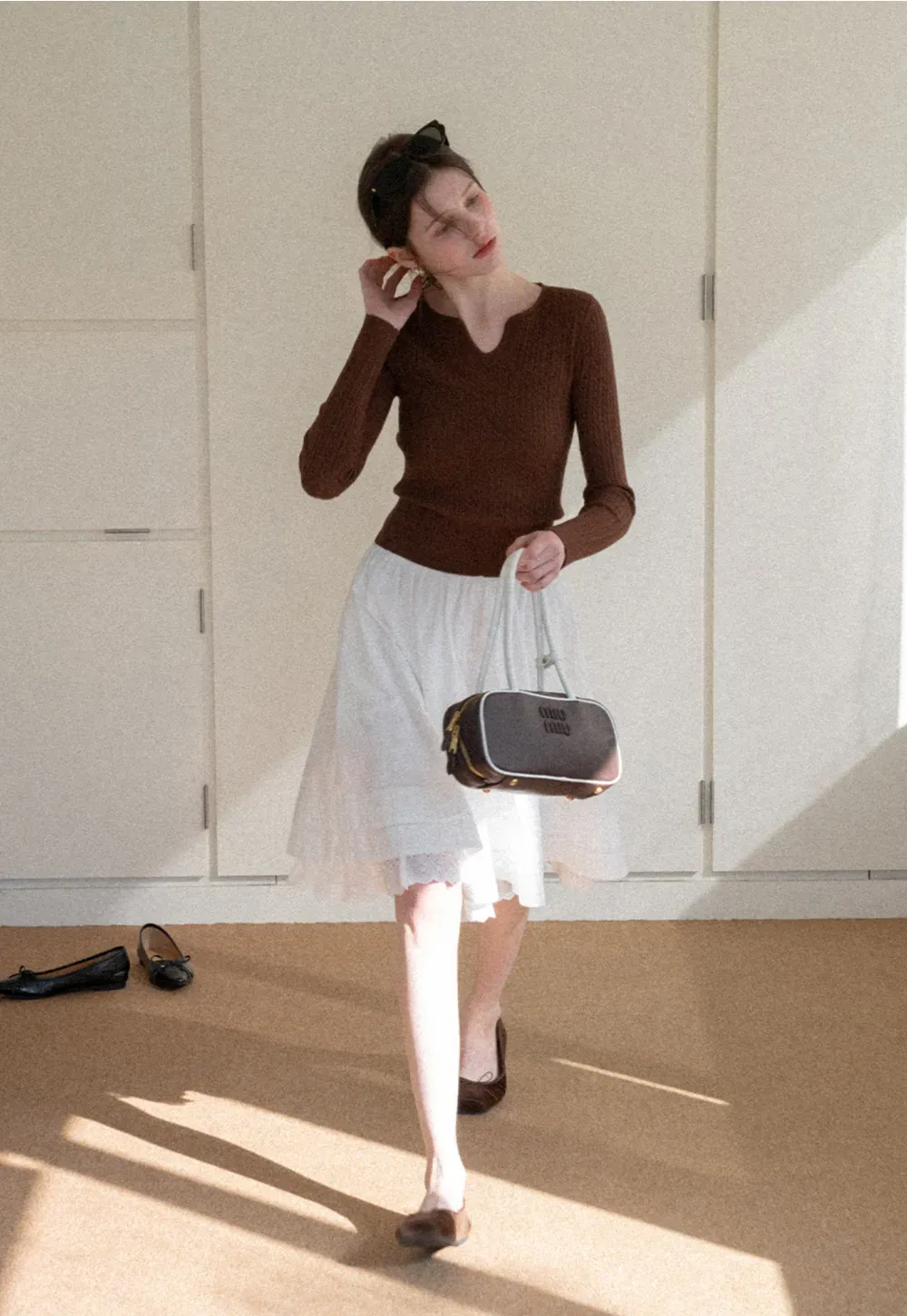 V Neck Cable Knit Sweater Top