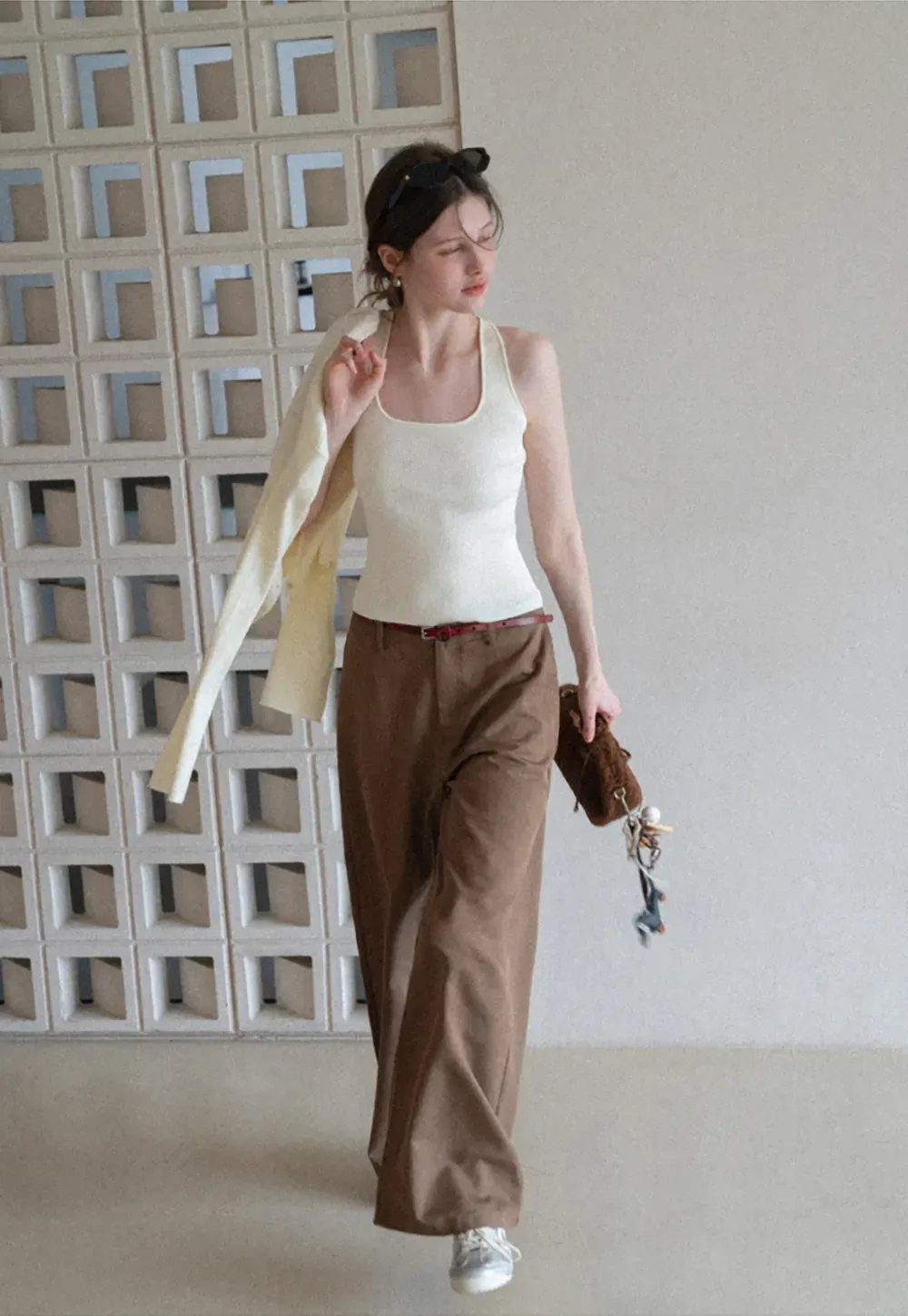 Light Knit Sweater Set with Tank Top and Cardigan Design