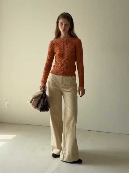 Women High Waist Corduroy Pants Wide Leg Casual