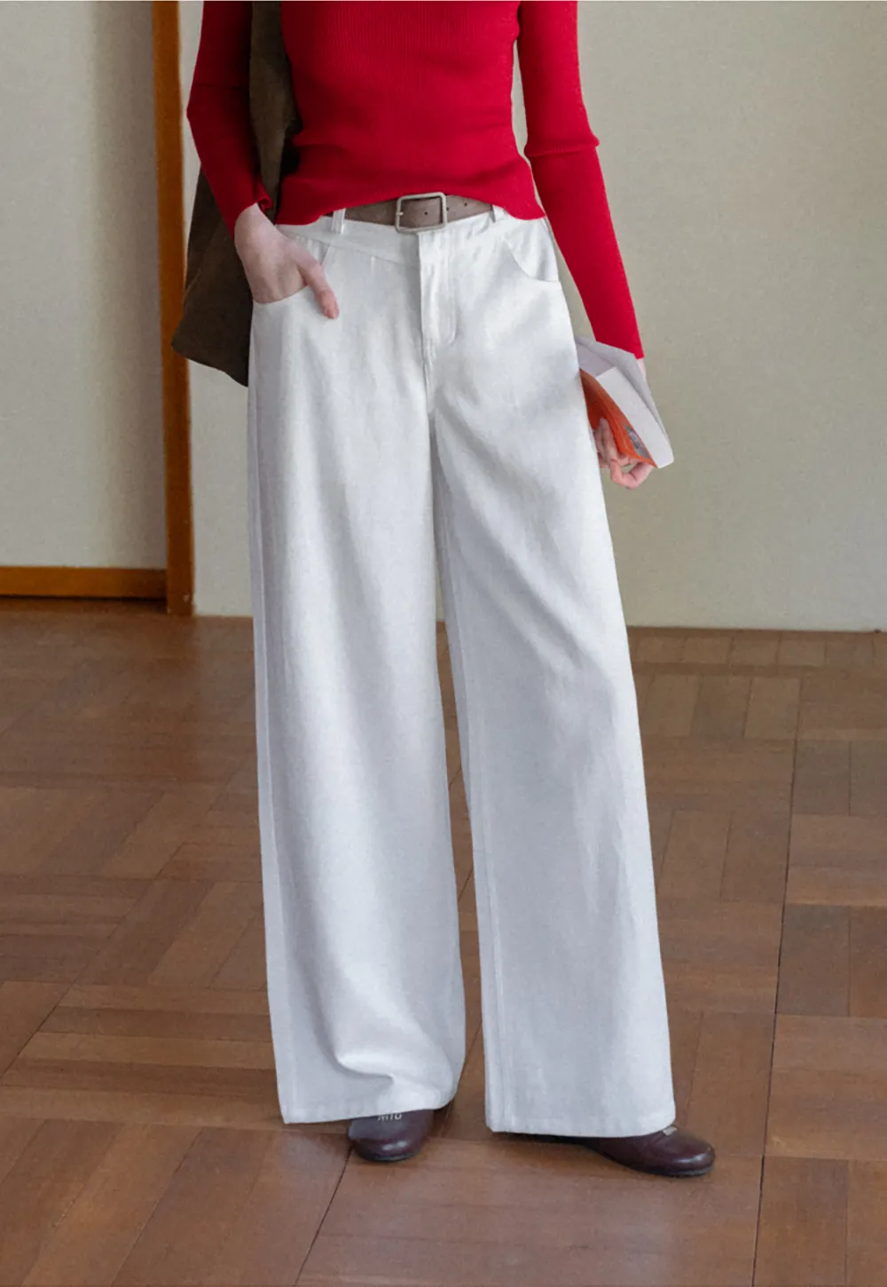 Wide Leg Casual Pants with Front Pockets