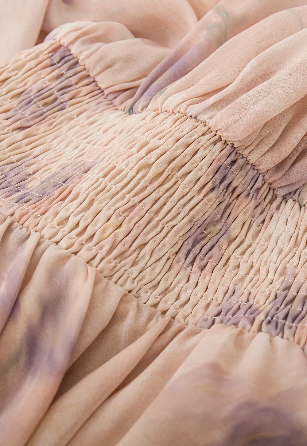 Floral Print Ruffled Neck Long Sleeve Dress