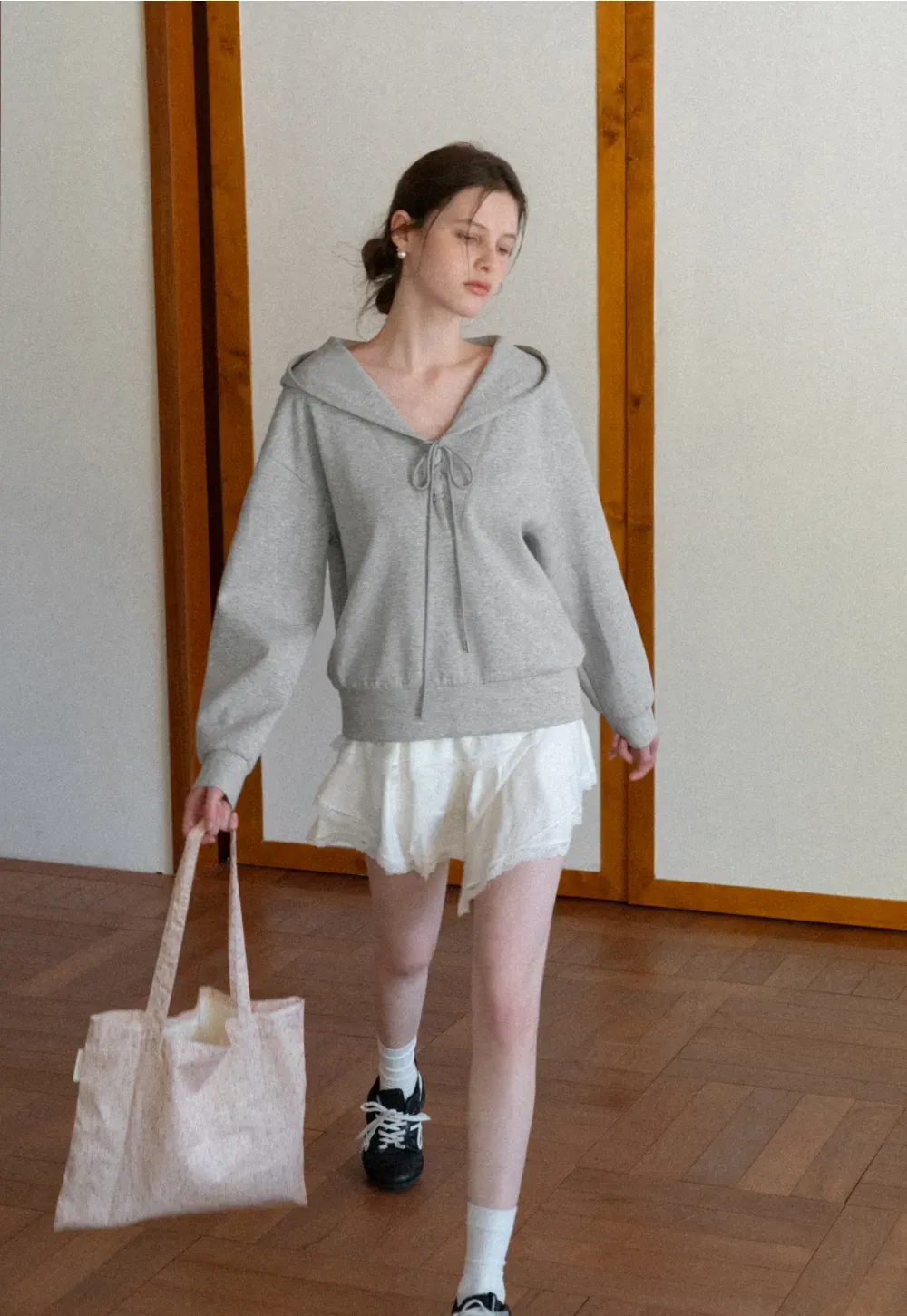 Hoodie with drawstring neckline and long sleeves