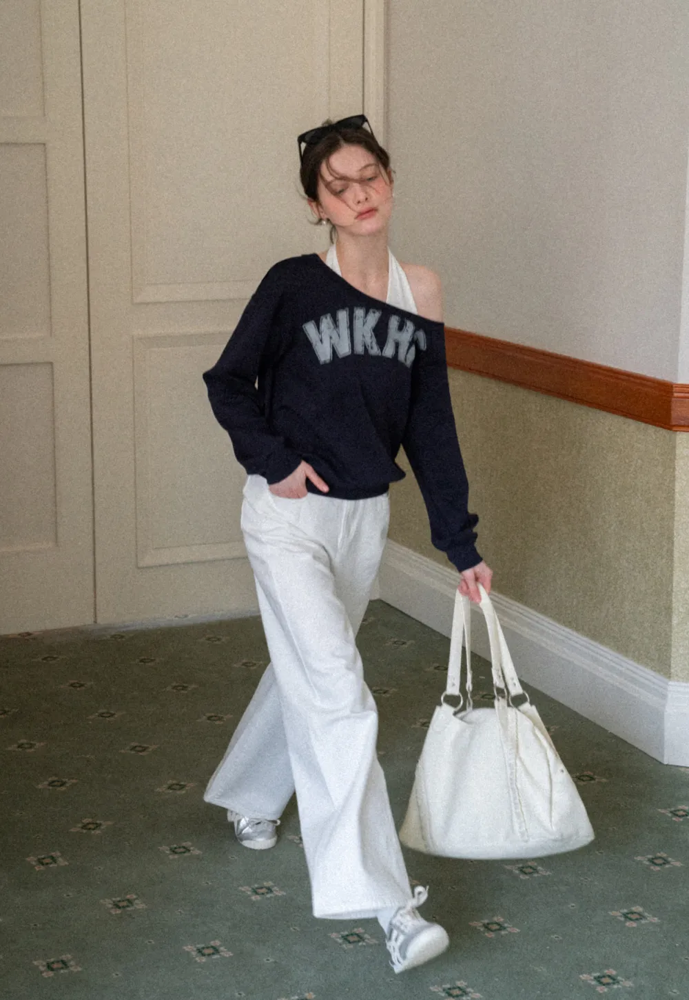 Wide leg high waist denim pants