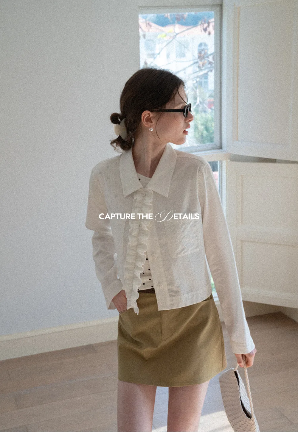 A-line mini skirt with front pockets and belt loops