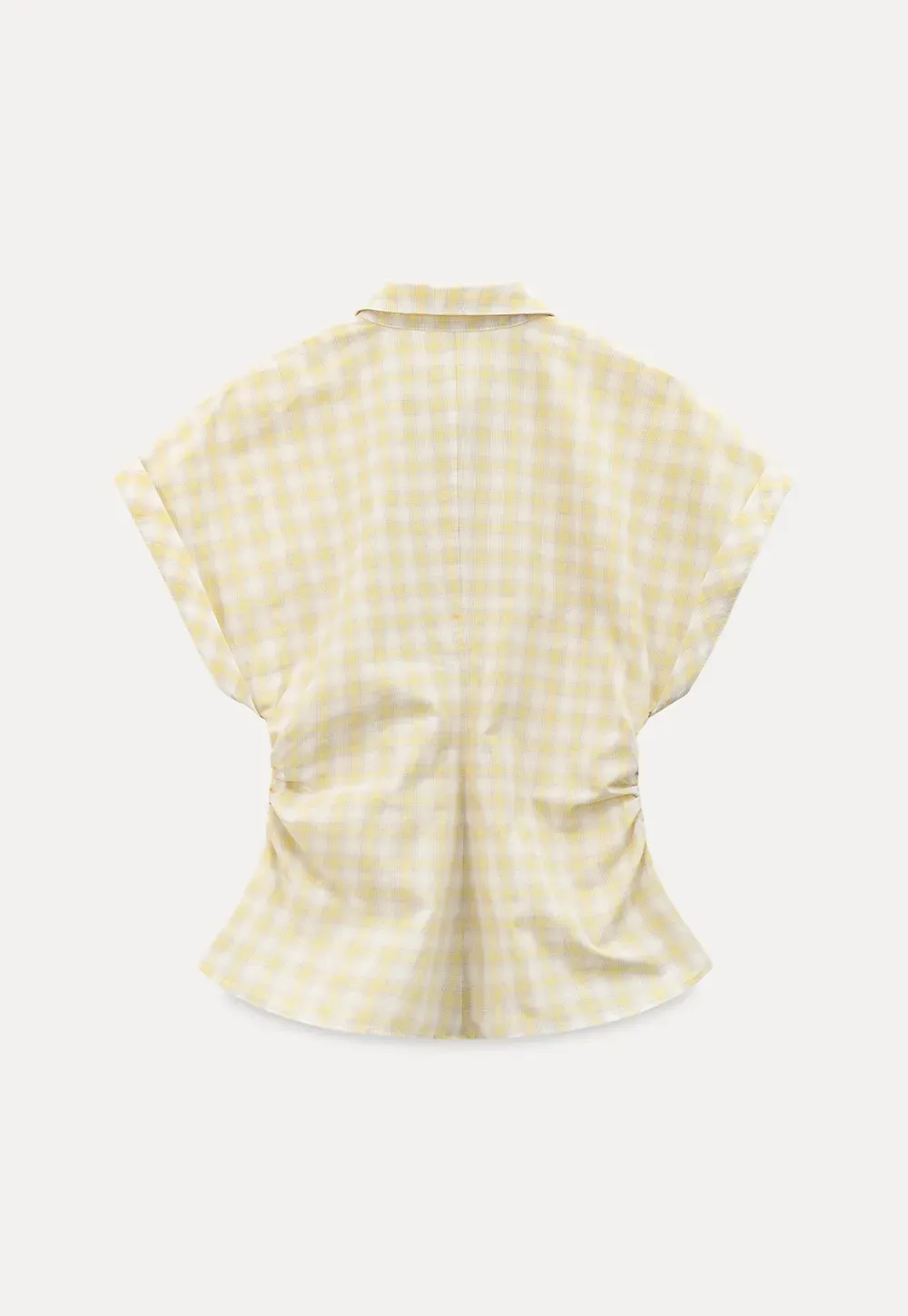 Checkered Shirt with Short Sleeves and Pleated Back