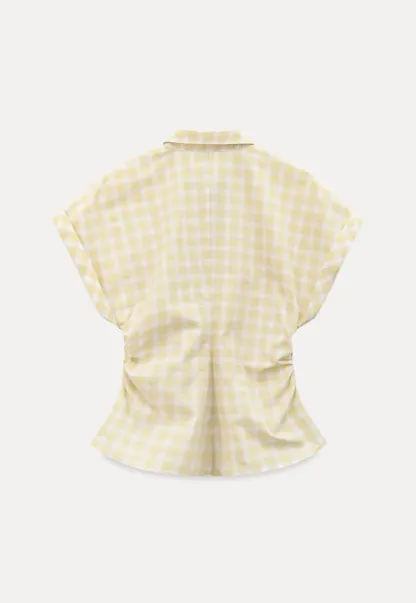 Checkered Shirt with Short Sleeves and Pleated Back