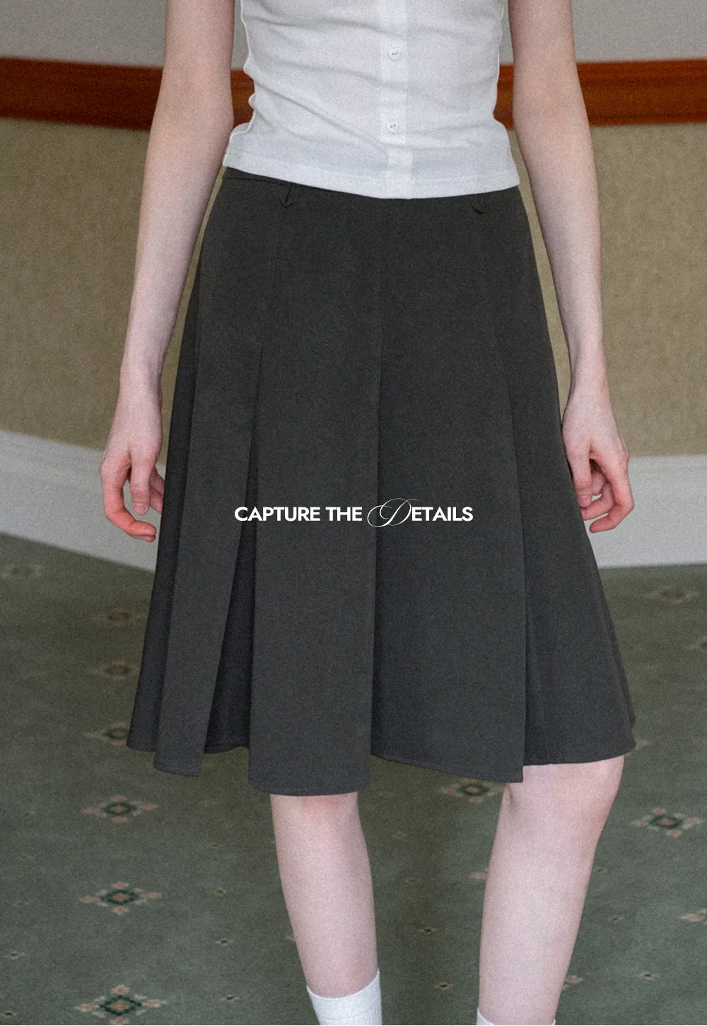 Pleated A-line Skirt with Waistband