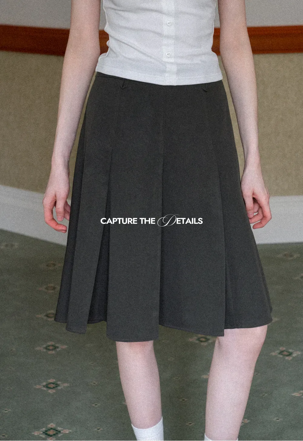Pleated A-line Skirt with Waistband