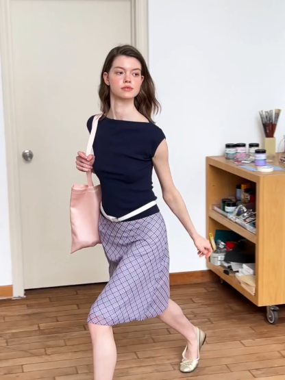 Plaid Print A Line Skirt