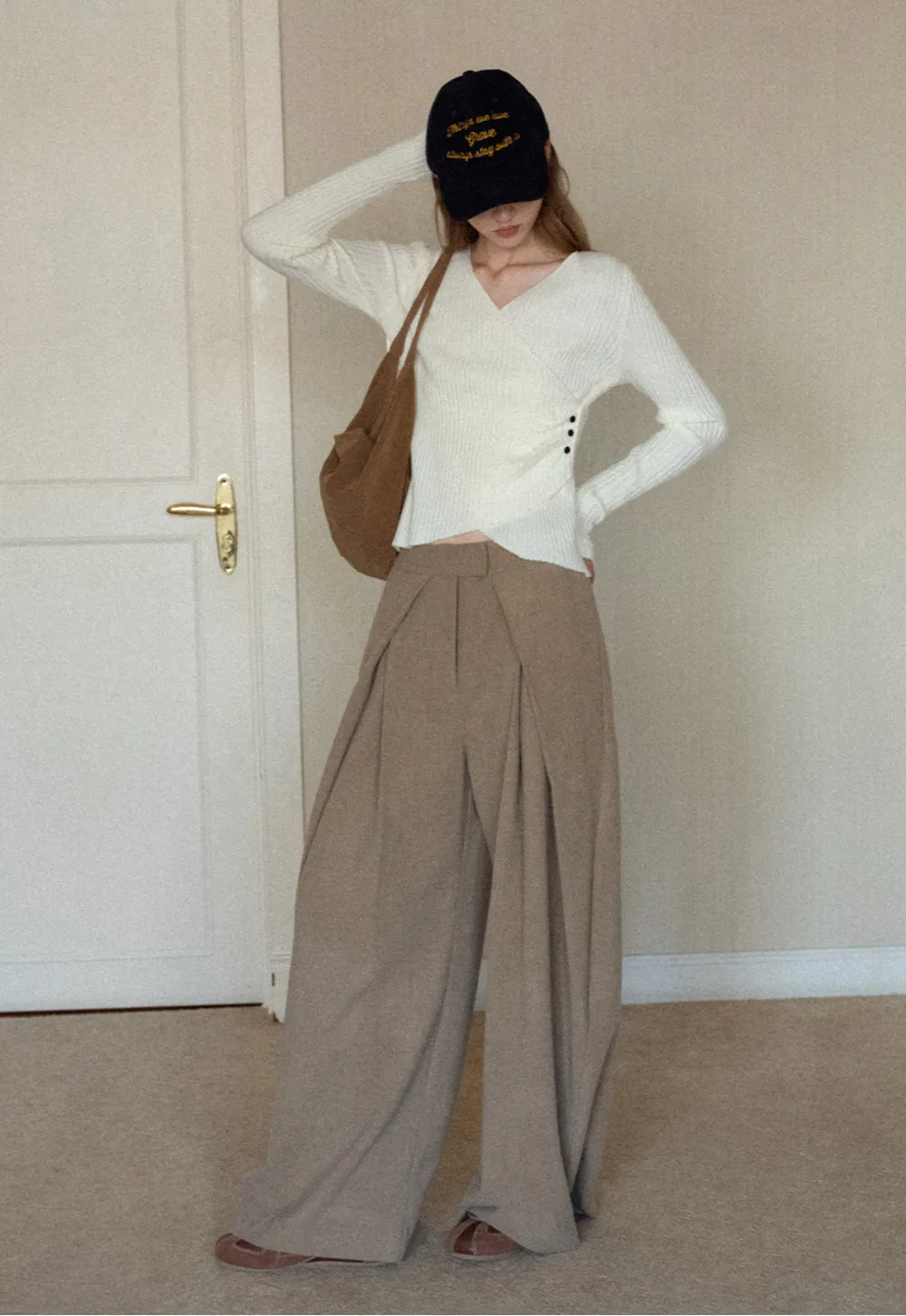 Ribbed Wrap Knit Top