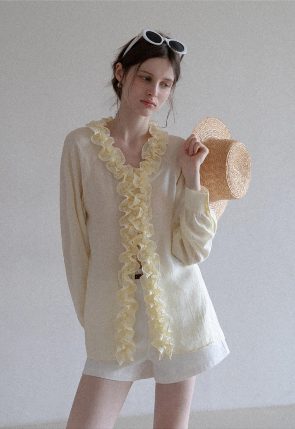 Women’s Ruffle Front Long Sleeve Blouse