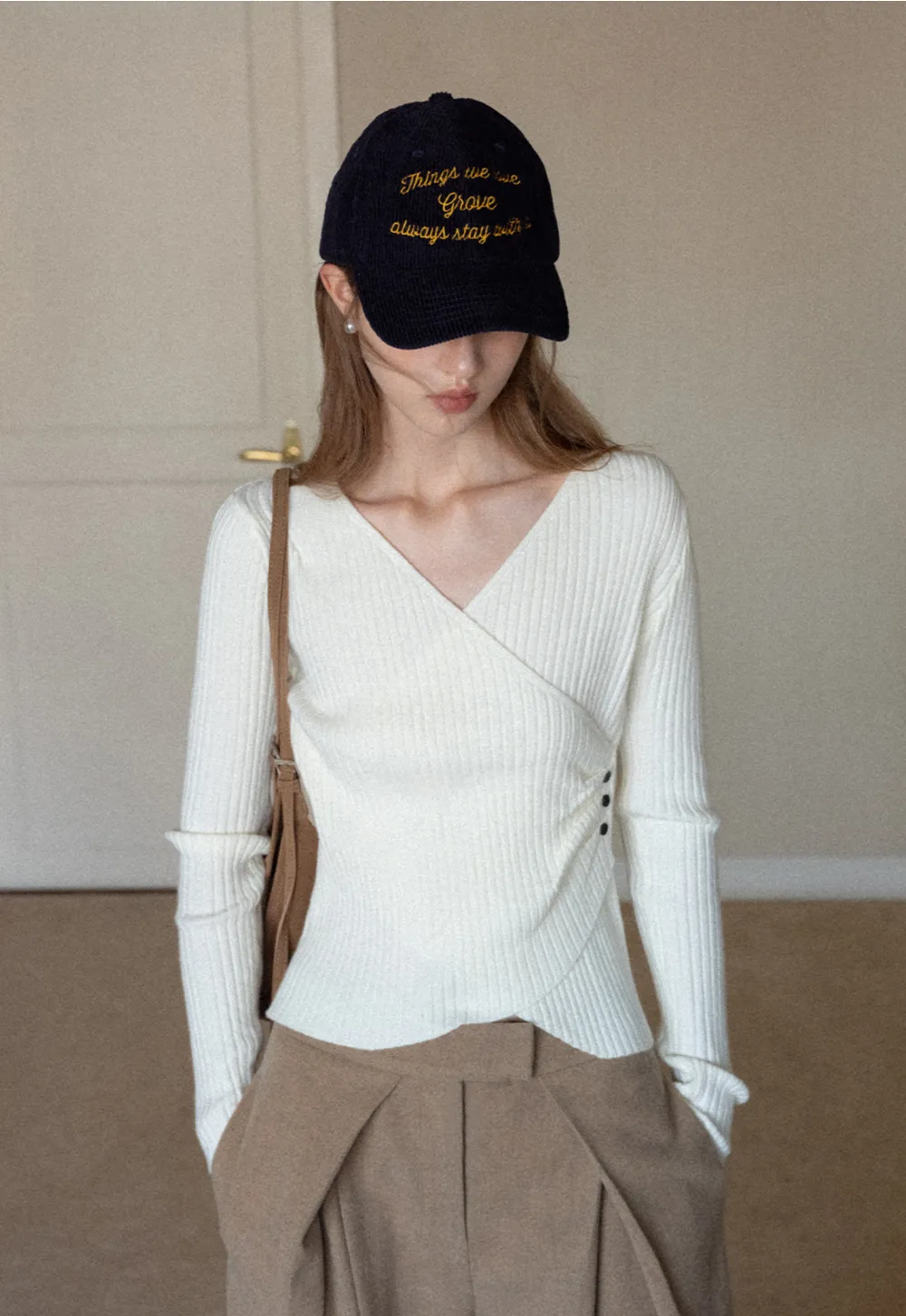 Ribbed Wrap Knit Top