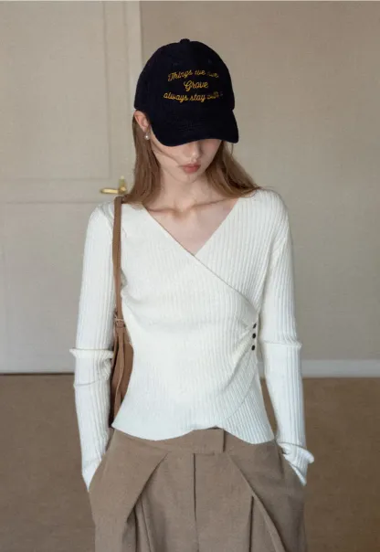 Ribbed Wrap Knit Top