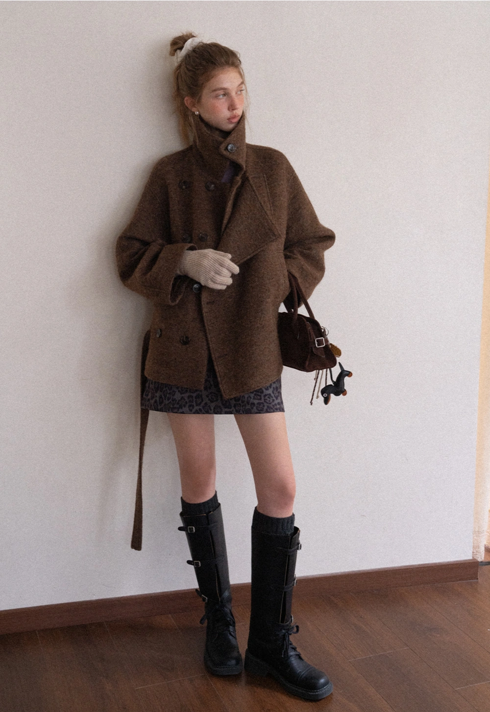 Womens Casual Wool Blend Short Coat