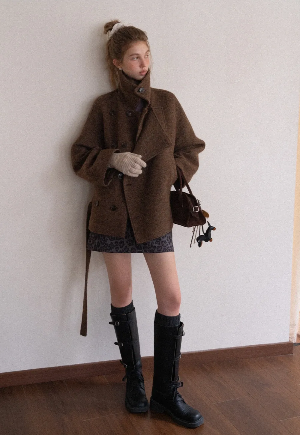 Womens Casual Wool Blend Short Coat