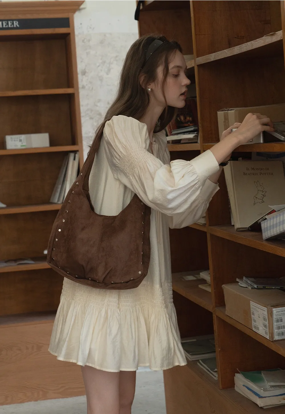 Vintage Loose Fit Ruffle Hem Mini Dress