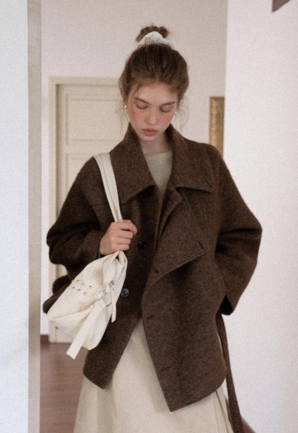 EGGKA カジュアル ウールブレンド ショートコート Womens Casual Wool Blend Short Coat – EGGKA