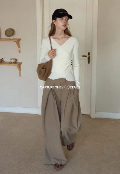 Ribbed Wrap Knit Top