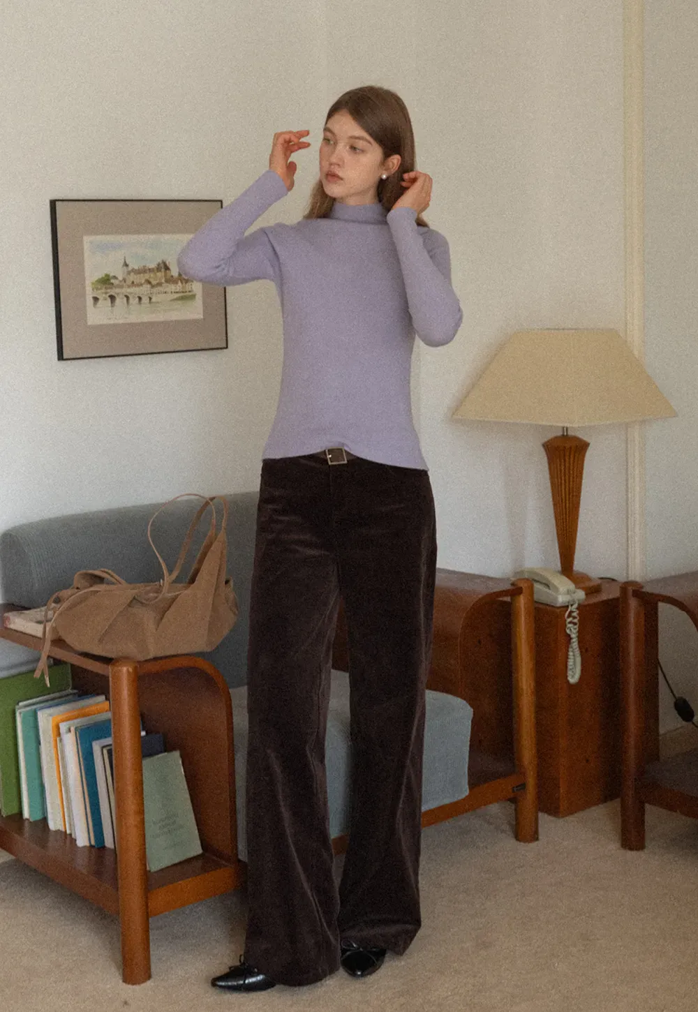 Mock Neck Ribbed Knit Sweater