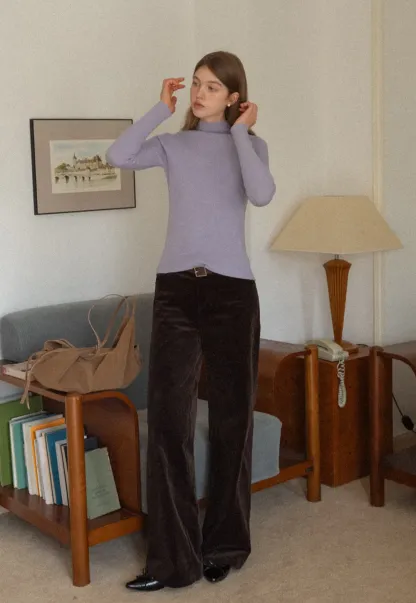 Mock Neck Ribbed Knit Sweater